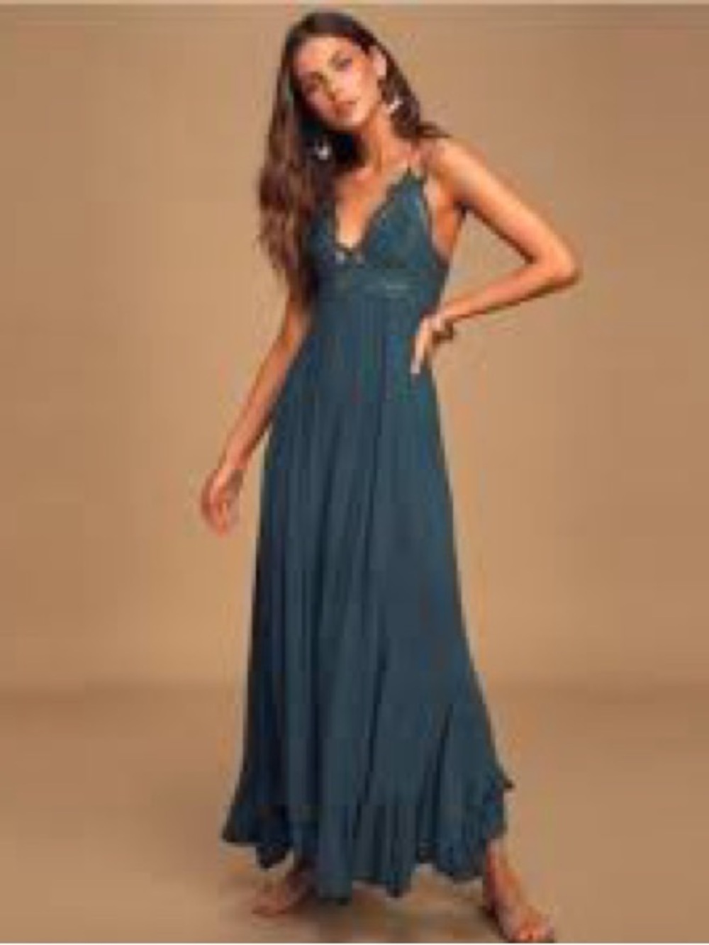 Free People Adella Teal Maxi Slip Dress